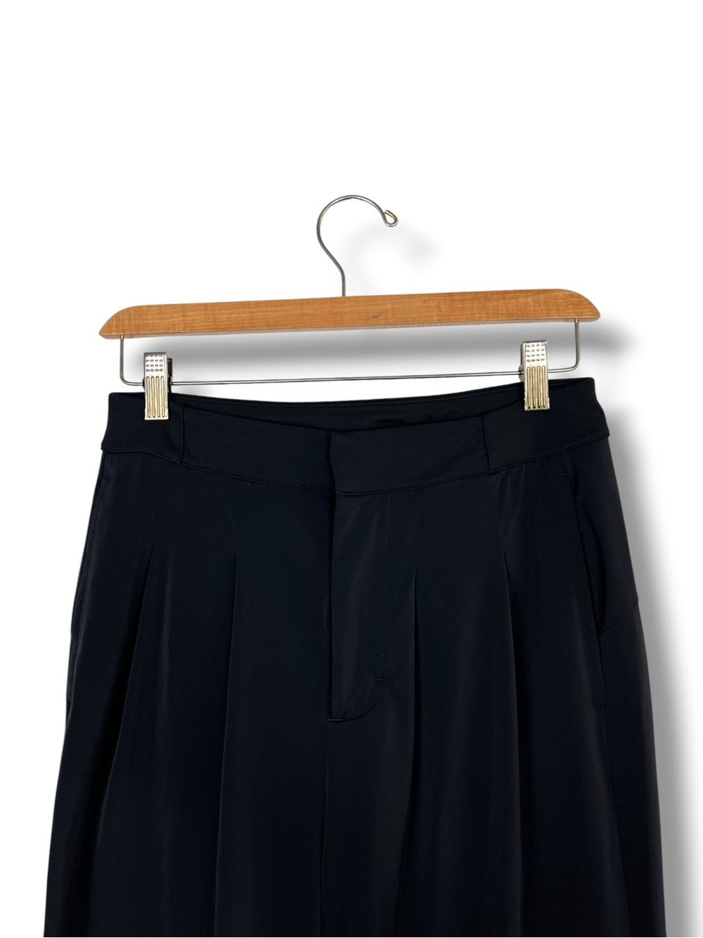 Nike Bliss Wide Leg Pleated Trouser Dri-Fit Black Small Stretch Gummy Logo - Picture 11 of 16